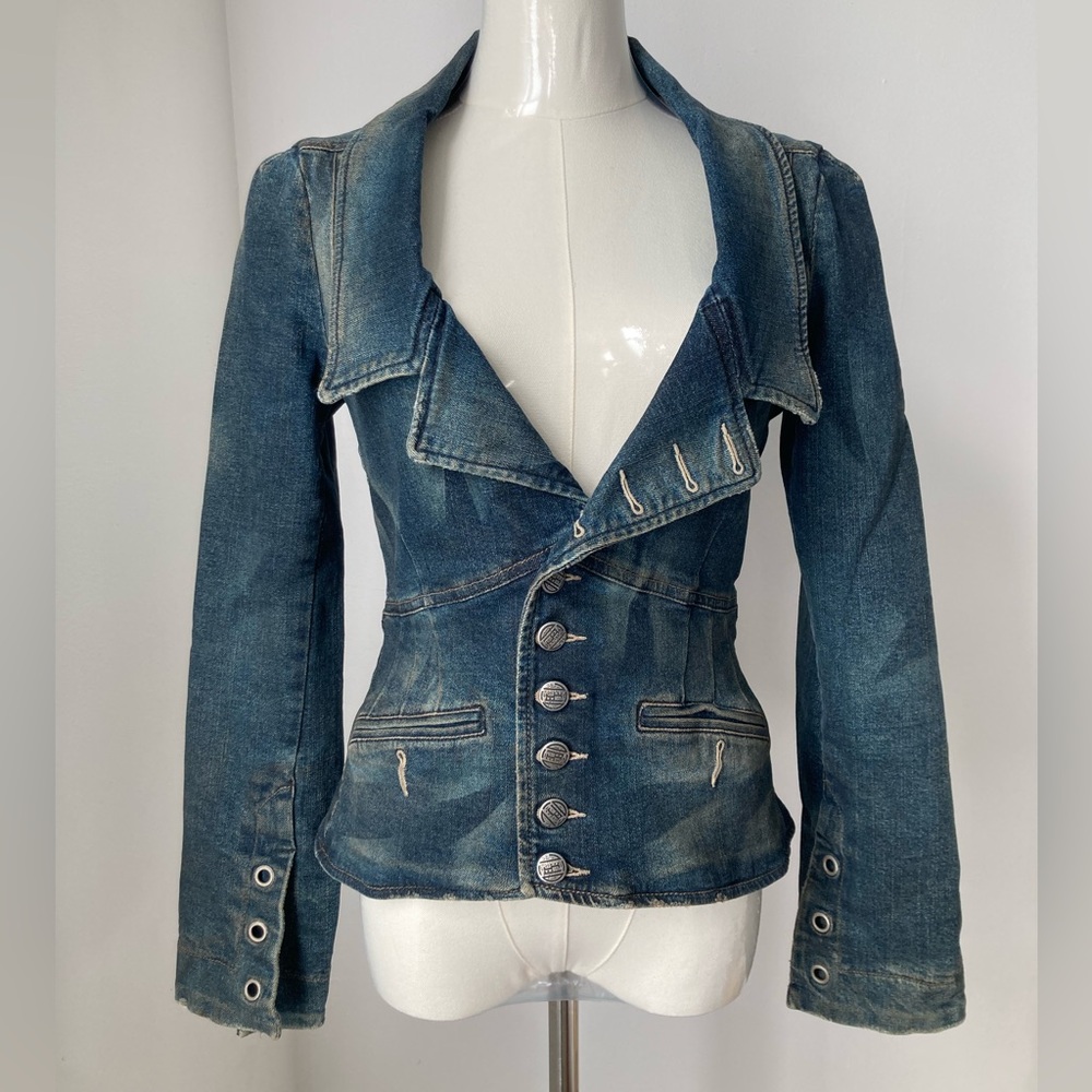 Rare Vintage Diesel Distressed Denim Blazer jacket